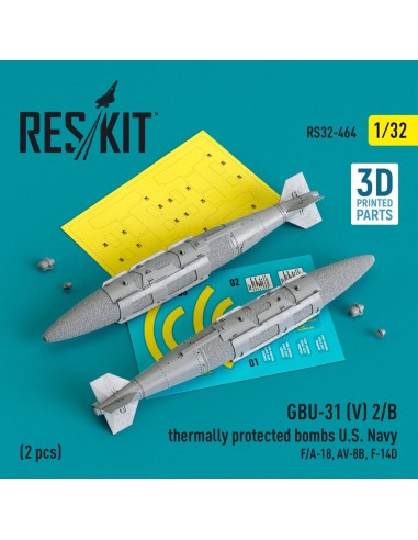 GBU-31 (V) 2/B thermally protected bombs U.S. Navy (2 pcs) (F/A-18, AV-8B, F-14D) (3D Printed) 