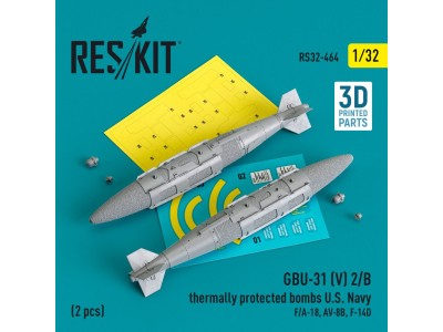 GBU-31 (V) 2/B thermally protected bombs U.S. Navy (2 pcs) (F/A-18, AV-8B, F-14D) (3D Printed) 