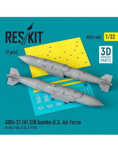 GBU-31 (V) 3/B bombs U.S. Air Force (2 pcs) (B-1B, F-35, F-22, F-111C) (3D Printed) 