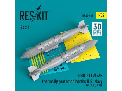 GBU-31 (V) 4/B thermally protected bombs U.S. Navy (2 pcs) (F/A-18E,F, F-35B) (3D Printed) 
