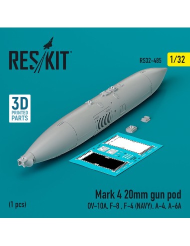 Mark 4 20mm gun pod (1 pcs) (OV-10A, F-8 , F-4 (USN), A-4, A-6A) (3D Printed) 