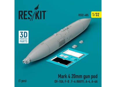Mark 4 20mm gun pod (1 pcs) (OV-10A, F-8 , F-4 (USN), A-4, A-6A) (3D Printed) 
