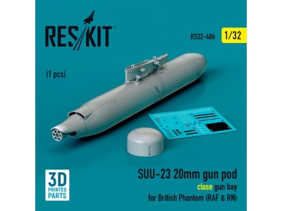 SUU-23 20mm gun pod (close gun bay) for British Phantom (RAF & RN) (1 pcs) (3D Printed) 