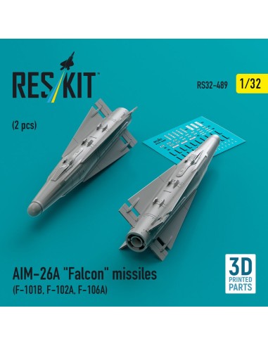 AIM-26A Falcon missiles (2 pcs) (F-101B, F-102A, F-106A) (3D Printed) 
