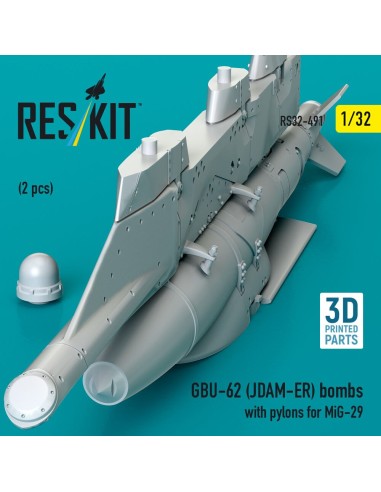 GBU-62 (JDAM-ER) bombs with pylons for MiG-29 (2 pcs) (3D Printed) 