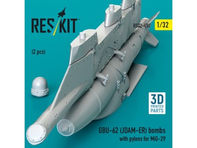 GBU-62 (JDAM-ER) bombs with pylons for MiG-29 (2 pcs) (3D Printed) 