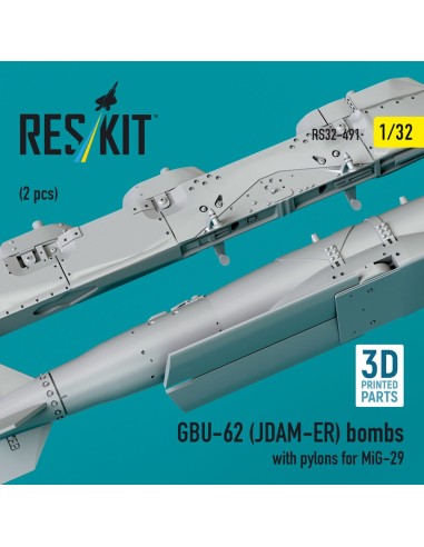 GBU-62 (JDAM-ER) bombs with pylons for MiG-29 (2 pcs) (3D Printed) 