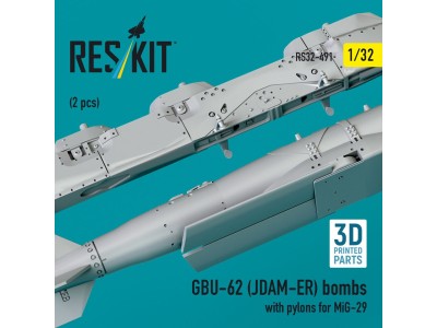 GBU-62 (JDAM-ER) bombs with pylons for MiG-29 (2 pcs) (3D Printed) 