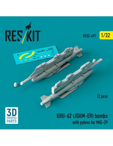 GBU-62 (JDAM-ER) bombs with pylons for MiG-29 (2 pcs) (3D Printed) 