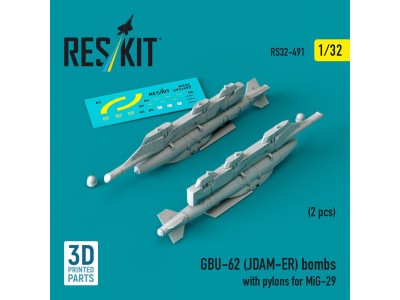 GBU-62 (JDAM-ER) bombs with pylons for MiG-29 (2 pcs) (3D Printed) 