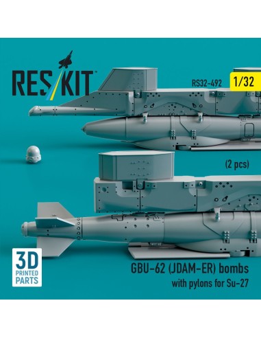 GBU-62 (JDAM-ER) bombs with pylons for Su-27 (2 pcs) (3D Printed) 