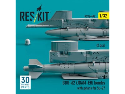 GBU-62 (JDAM-ER) bombs with pylons for Su-27 (2 pcs) (3D Printed) 