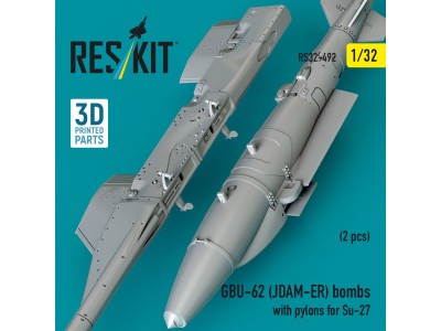 GBU-62 (JDAM-ER) bombs with pylons for Su-27 (2 pcs) (3D Printed) 