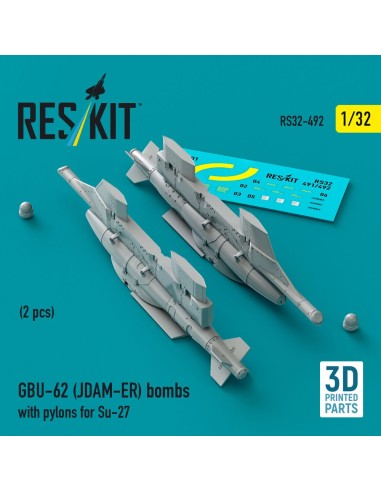 GBU-62 (JDAM-ER) bombs with pylons for Su-27 (2 pcs) (3D Printed) 