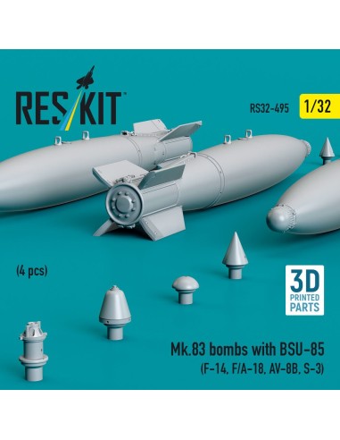 Mk.83 bombs with BSU-85 (4 pcs) (F-14, F/A-18, AV-8B, S-3) (3D printed) 