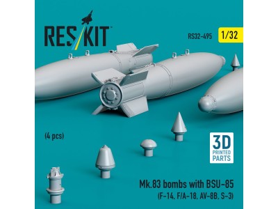 Mk.83 bombs with BSU-85 (4 pcs) (F-14, F/A-18, AV-8B, S-3) (3D printed) 
