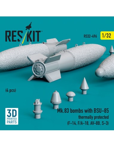 Mk.83 bombs with BSU-85 thermally protected (4 pcs) (F-14, F/A-18, AV-8B, S-3) (3D printed) 