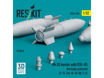Mk.83 bombs with BSU-85 thermally protected (4 pcs) (F-14, F/A-18, AV-8B, S-3) (3D printed) 