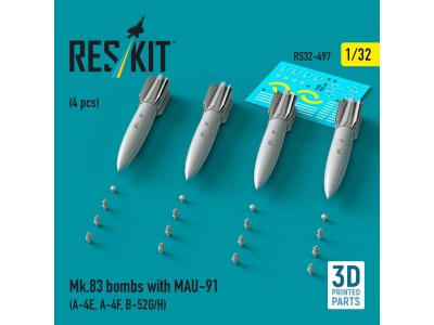 Mk.83 bombs with MAU-91 (4 pcs) (A-4E, A-4F, B-52G/H) (3D printed) 