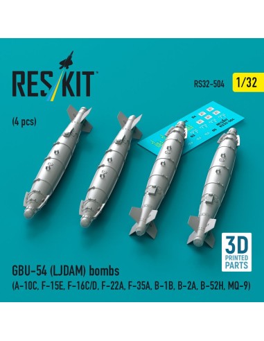 GBU-54 (LJDAM) bombs (4 pcs) (A-10C, F-15E, F-16C/D, F-22A, F-35A, B-1B, B-2A, B-52H, MQ-9) (3D Printed) 