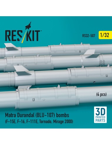 Matra Durandal (BLU-107) bombs (4 pcs) (F-15E, F-16, F-111E, Tornado, Mirage 2000) (3D Printed) 