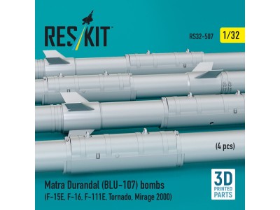 Matra Durandal (BLU-107) bombs (4 pcs) (F-15E, F-16, F-111E, Tornado, Mirage 2000) (3D Printed) 