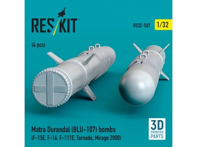 Matra Durandal (BLU-107) bombs (4 pcs) (F-15E, F-16, F-111E, Tornado, Mirage 2000) (3D Printed) 