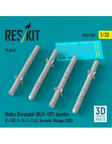 Matra Durandal (BLU-107) bombs (4 pcs) (F-15E, F-16, F-111E, Tornado, Mirage 2000) (3D Printed) 