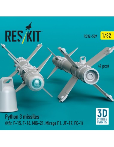 Python 3 missiles (4 pcs) (Kfir, F-15, F-16, MiG-21, Mirage F.1, JF-17, FC-1) (3D Printed) 
