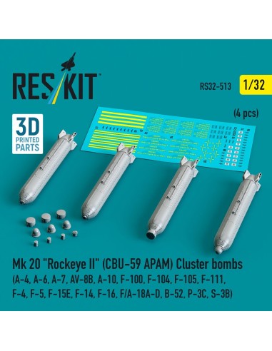 Mk 20 Rockeye II (CBU-59 APAM) Cluster bombs (A-4, A-6, A-7, AV-8B, A-10, F-100, F-104, F-105, F-111, F-4, F-5, F-15E, F-14, F-1