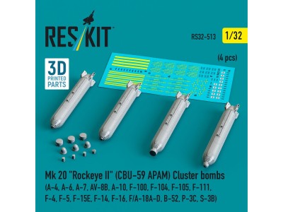 Mk 20 Rockeye II (CBU-59 APAM) Cluster bombs (A-4, A-6, A-7, AV-8B, A-10, F-100, F-104, F-105, F-111, F-4, F-5, F-15E, F-14, F-1