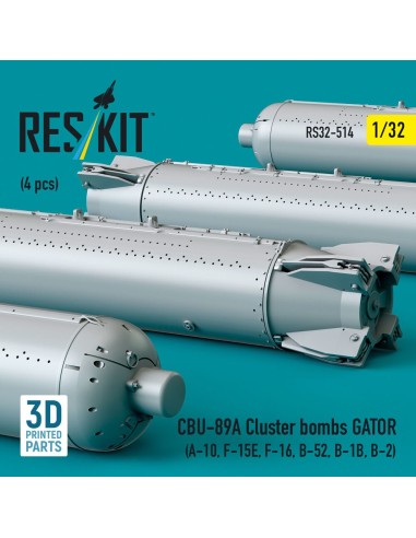 CBU-89A cluster bombs GATOR (4 pcs) (A-10, F-15E, F-16, B-52, B-1B, B-2) (3D Printed) 
