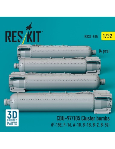 CBU-97/105 cluster bombs (4 pcs) (F-15E, F-16, A-10, B-1B, B-2, B-52) (3D Printed) 