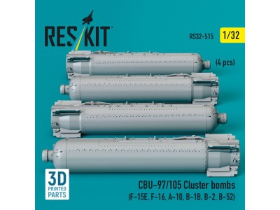 CBU-97/105 cluster bombs (4 pcs) (F-15E, F-16, A-10, B-1B, B-2, B-52) (3D Printed) 