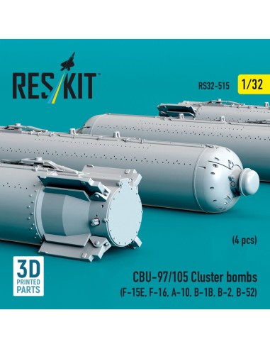 CBU-97/105 cluster bombs (4 pcs) (F-15E, F-16, A-10, B-1B, B-2, B-52) (3D Printed) 