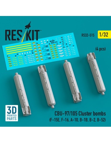 CBU-97/105 cluster bombs (4 pcs) (F-15E, F-16, A-10, B-1B, B-2, B-52) (3D Printed) 