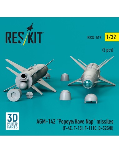 AGM-142 Popeye/Have Nap missiles (2 pcs) (F-4E, F-15I, F-111C, B-52G/H) (3D Printed) 