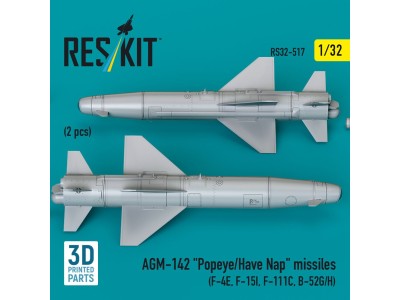 AGM-142 Popeye/Have Nap missiles (2 pcs) (F-4E, F-15I, F-111C, B-52G/H) (3D Printed) 
