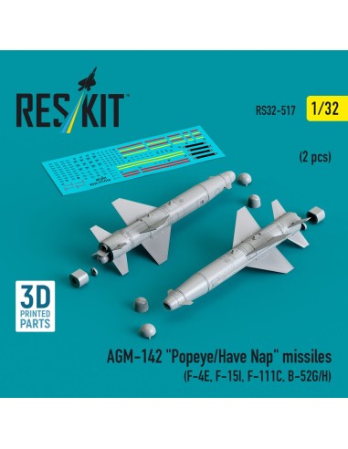 AGM-142 Popeye/Have Nap missiles (2 pcs) (F-4E, F-15I, F-111C, B-52G/H) (3D Printed) 