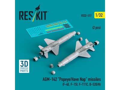 AGM-142 Popeye/Have Nap missiles (2 pcs) (F-4E, F-15I, F-111C, B-52G/H) (3D Printed) 