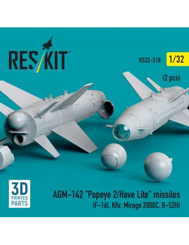 AGM-142 Popeye 2/Have Lite missiles (2 pcs) (F-16I, Kfir, Mirage 2000C, B-52H) (3D Printed) 