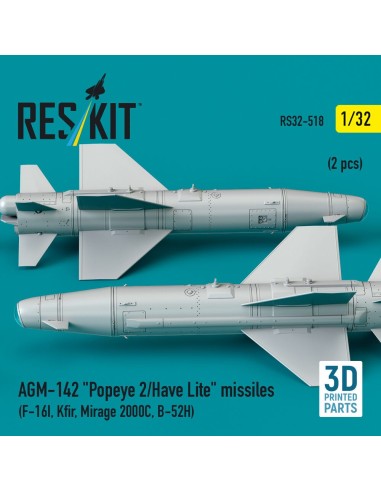 AGM-142 Popeye 2/Have Lite missiles (2 pcs) (F-16I, Kfir, Mirage 2000C, B-52H) (3D Printed) 