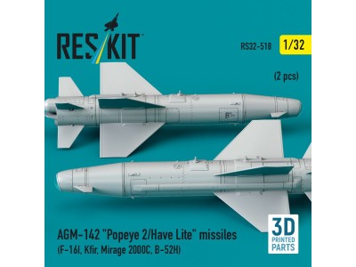 AGM-142 Popeye 2/Have Lite missiles (2 pcs) (F-16I, Kfir, Mirage 2000C, B-52H) (3D Printed) 