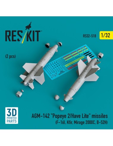 AGM-142 Popeye 2/Have Lite missiles (2 pcs) (F-16I, Kfir, Mirage 2000C, B-52H) (3D Printed) 