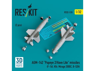 AGM-142 Popeye 2/Have Lite missiles (2 pcs) (F-16I, Kfir, Mirage 2000C, B-52H) (3D Printed) 