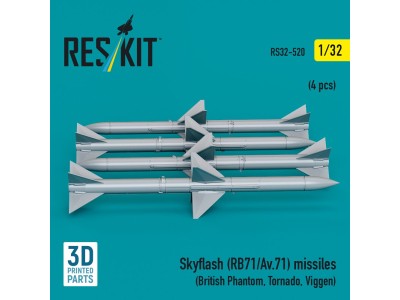 Skyflash (RB71/Av.71) missiles (4 pcs) (British Phantom, Tornado, Viggen) (3D Printed) 