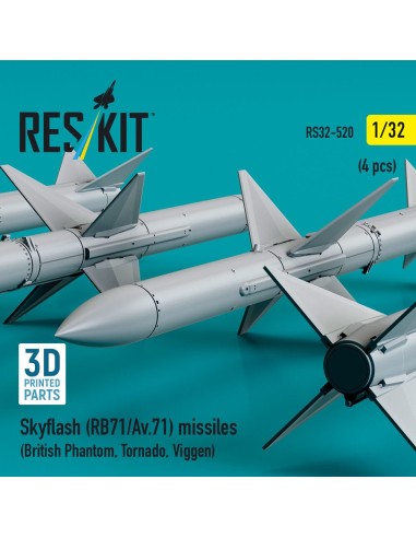 Skyflash (RB71/Av.71) missiles (4 pcs) (British Phantom, Tornado, Viggen) (3D Printed) 
