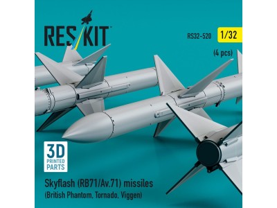 Skyflash (RB71/Av.71) missiles (4 pcs) (British Phantom, Tornado, Viggen) (3D Printed) 