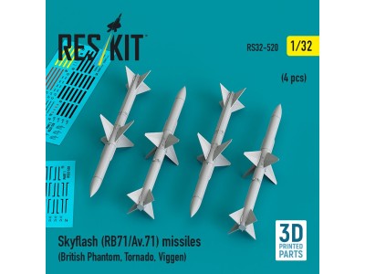 Skyflash (RB71/Av.71) missiles (4 pcs) (British Phantom, Tornado, Viggen) (3D Printed) 