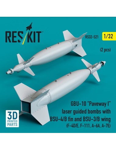 GBU-10 Paveway I laser guided bombs with BSU-4/B fin and BSU-3/B wing (2 pcs) (F-4D/E, F-111, A-6A, A-7E) (3D Printed) 